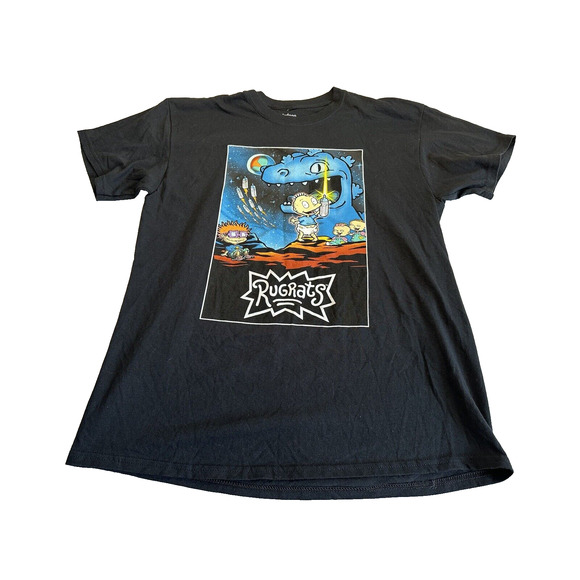 Nickelodeon Black Rugrats Space T-shirt Graphic Sz Large Hot Topic KidCore - Picture 1 of 11
